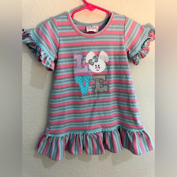 stellybelly Other - Stellybelly Toddler Girls Bunny Dress - 24 month Love Easter Pink Blue